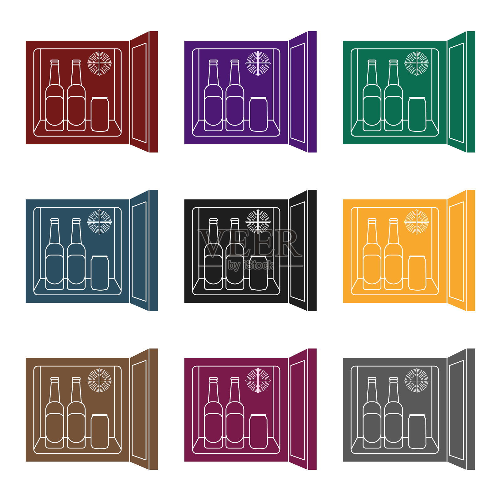 迷你栏图标在黑色风格孤立在白色插画图片素材