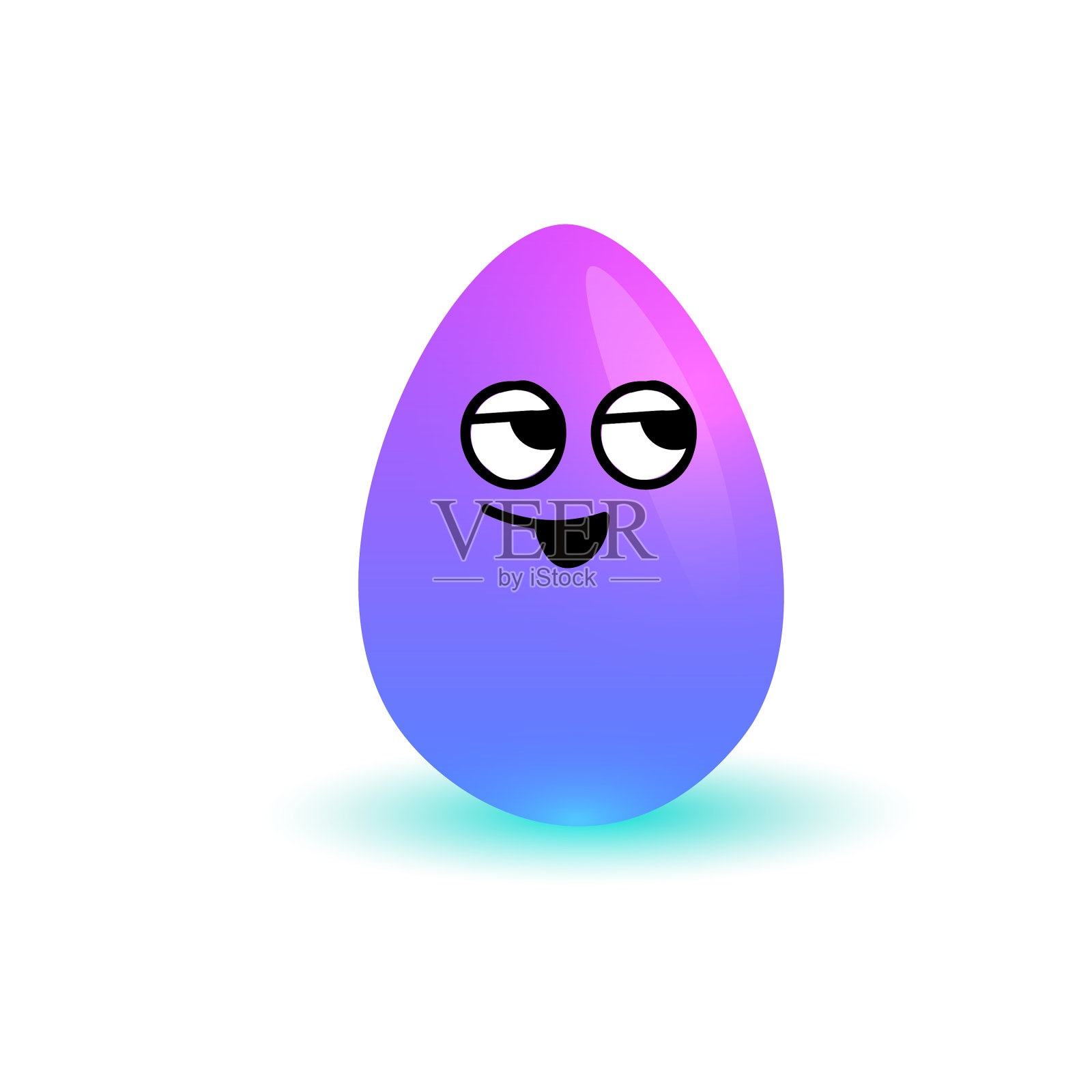 蓝色复活节彩蛋快乐微笑卡通节日设计元素图片