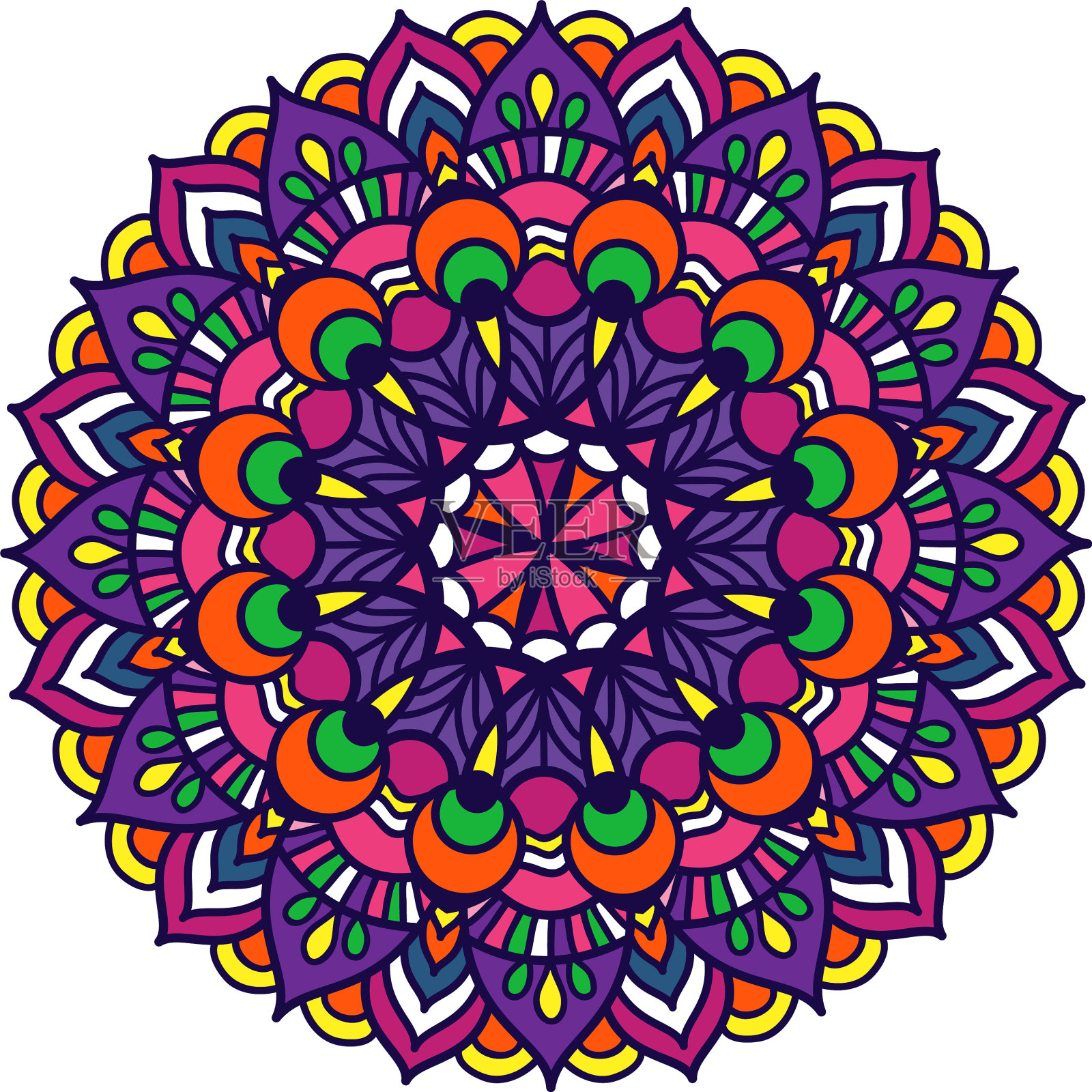 颜色点缀曼荼罗设计元素图片