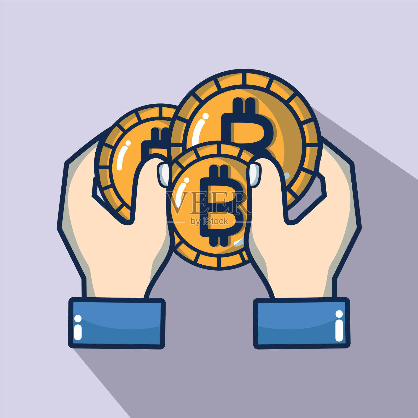 比特币数字货币安全技术插画图片素材