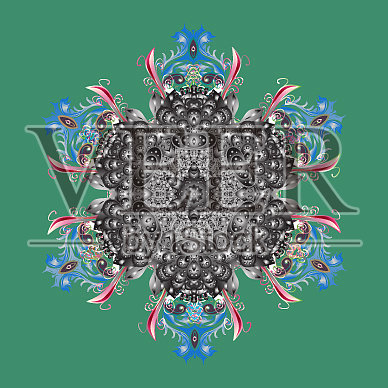 平面设计的冬日雪花上五彩缤纷插画图片素材