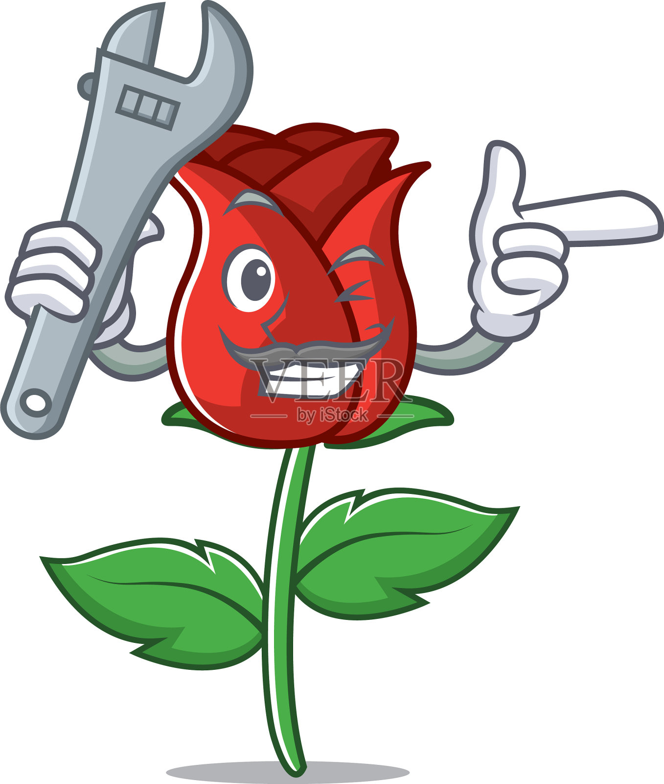 机械红玫瑰卡通吉祥物设计元素图片