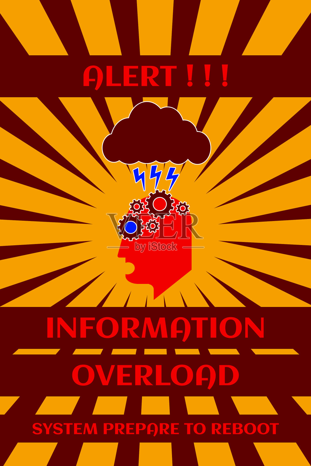 有趣的赛博朋克海报警报信息超载插画图片素材