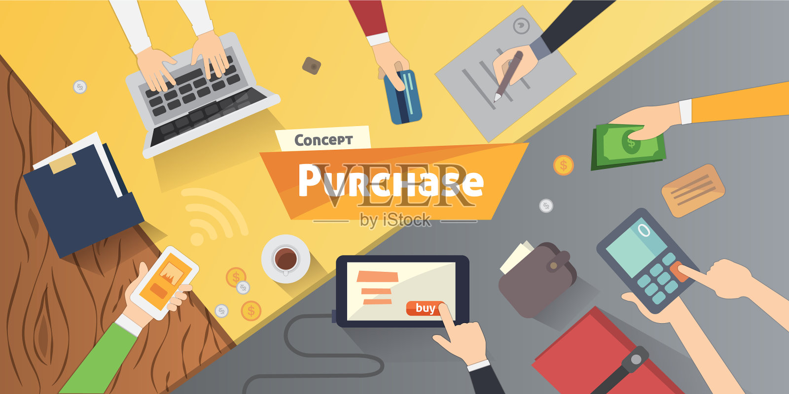 网上购物用电脑信用台式机插画图片素材