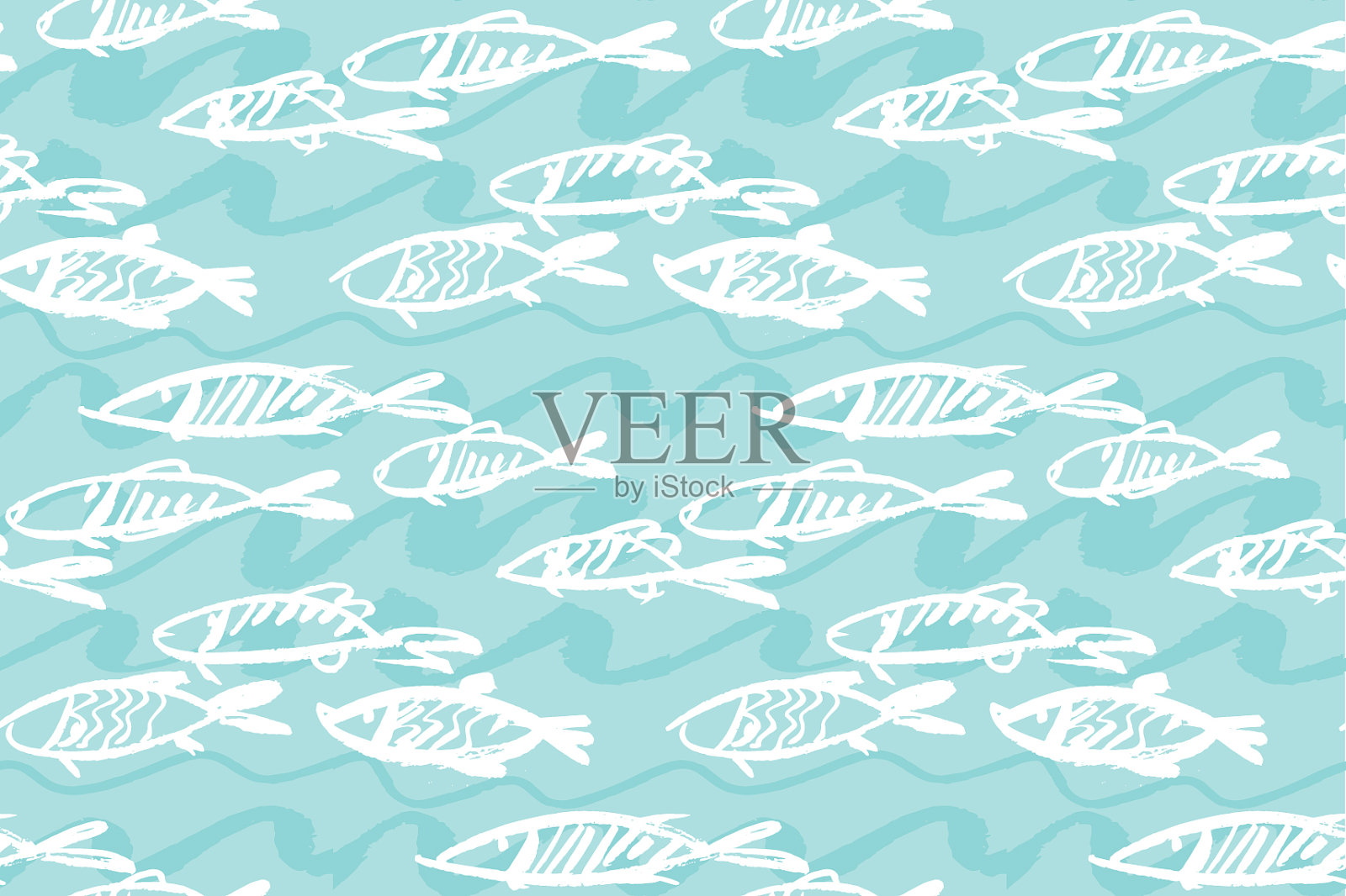 海产鱼无缝图案为菜单海报插画图片素材
