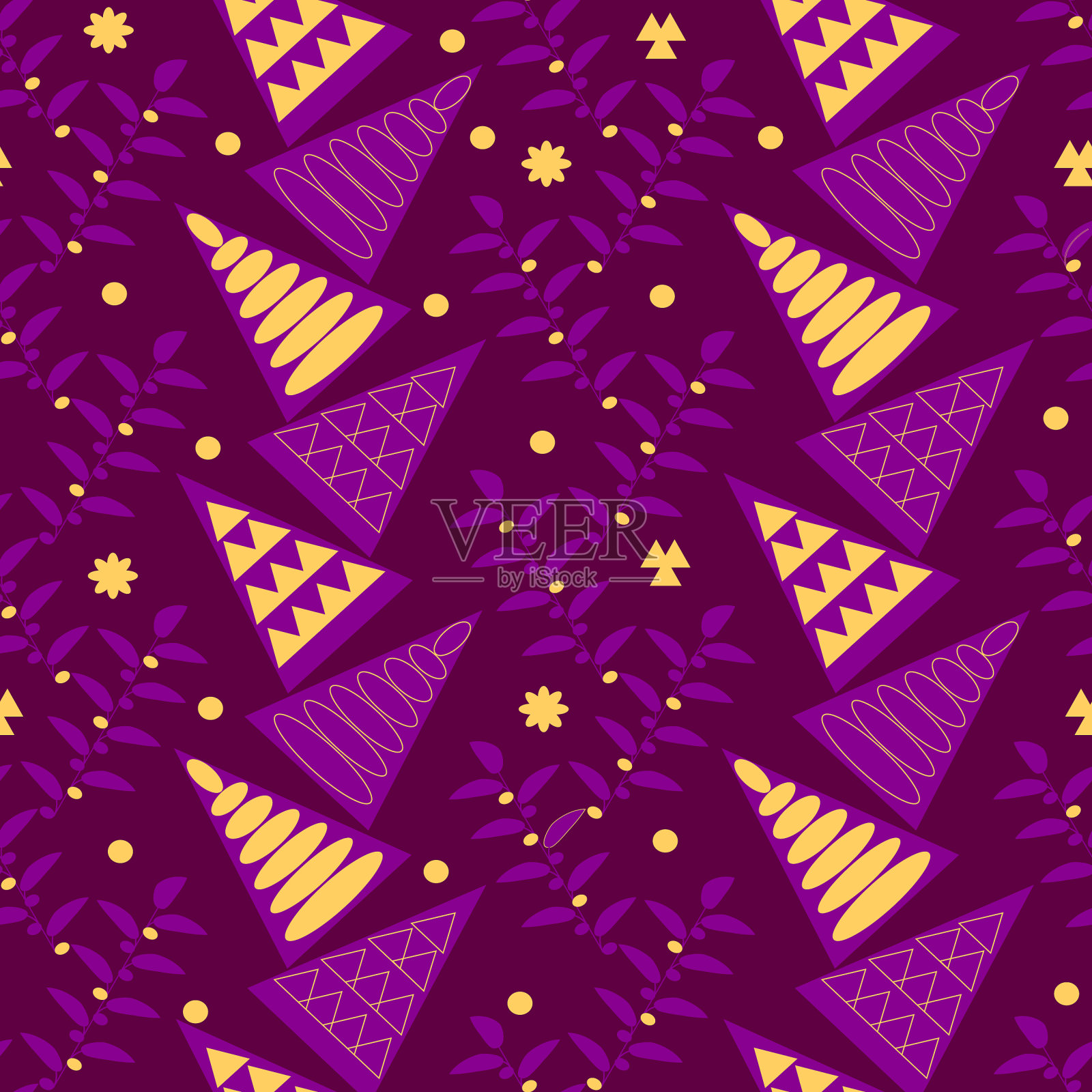 无缝图案与圣诞装饰插画图片素材