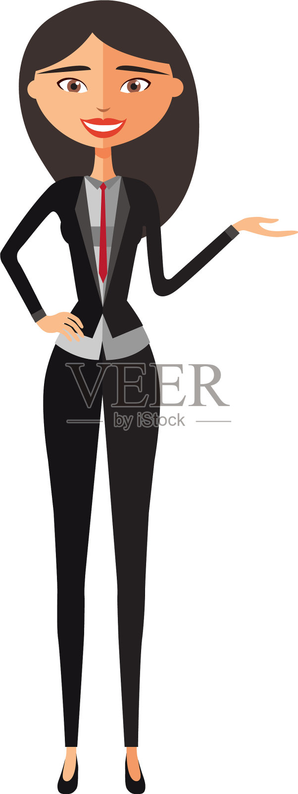 亚洲女商人呈现的是一种扁平的东西插画图片素材