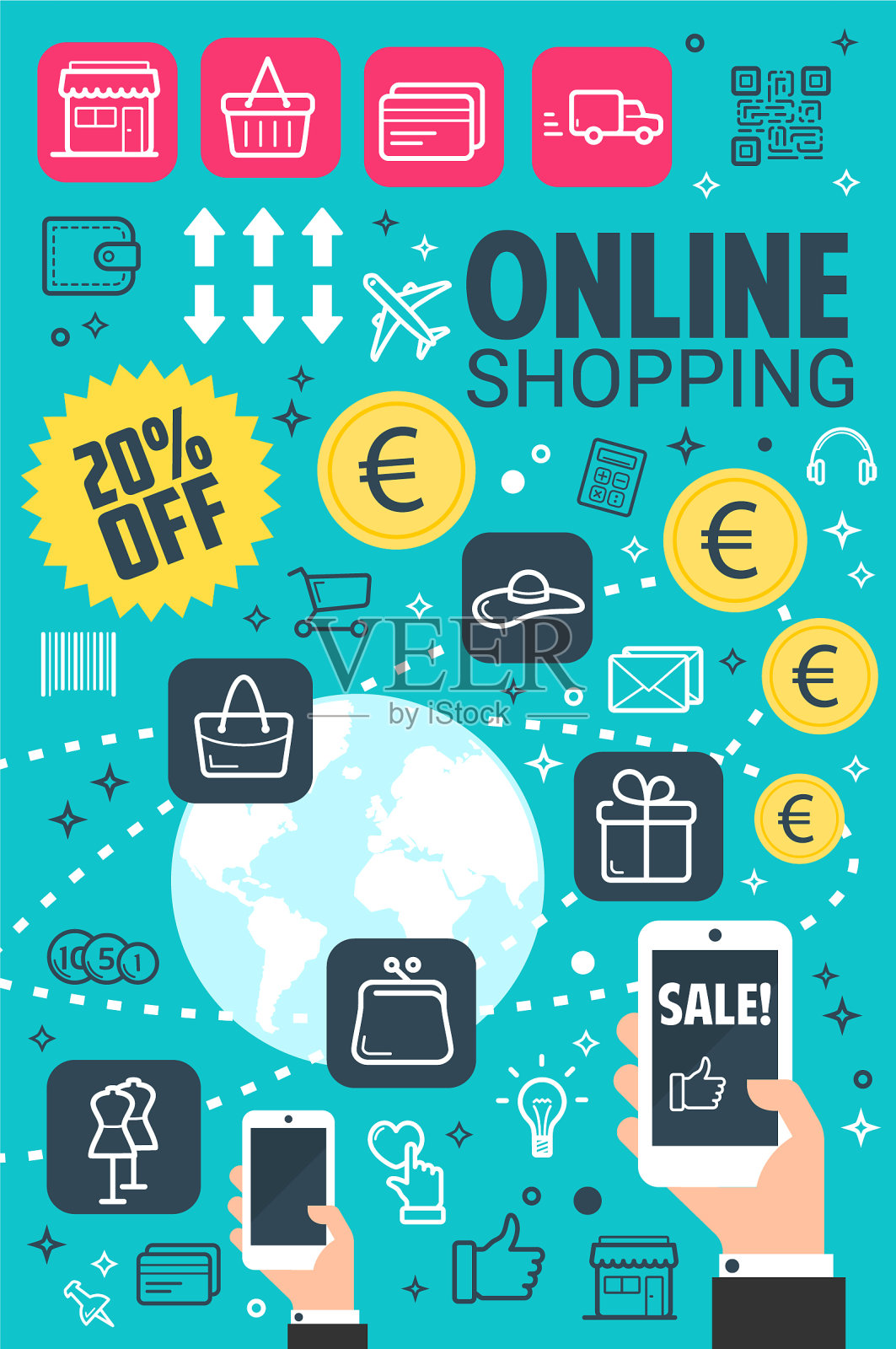 网上购物海报插画图片素材