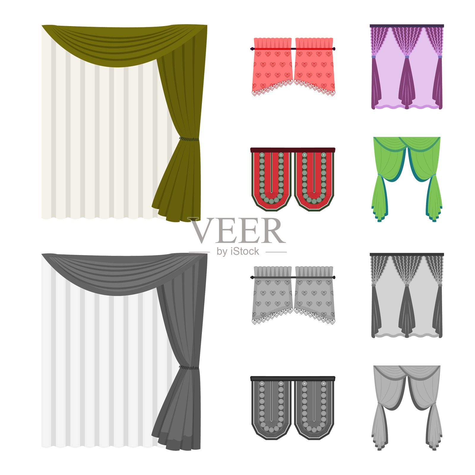窗帘贴在飞檐和其他网页图标上插画图片素材