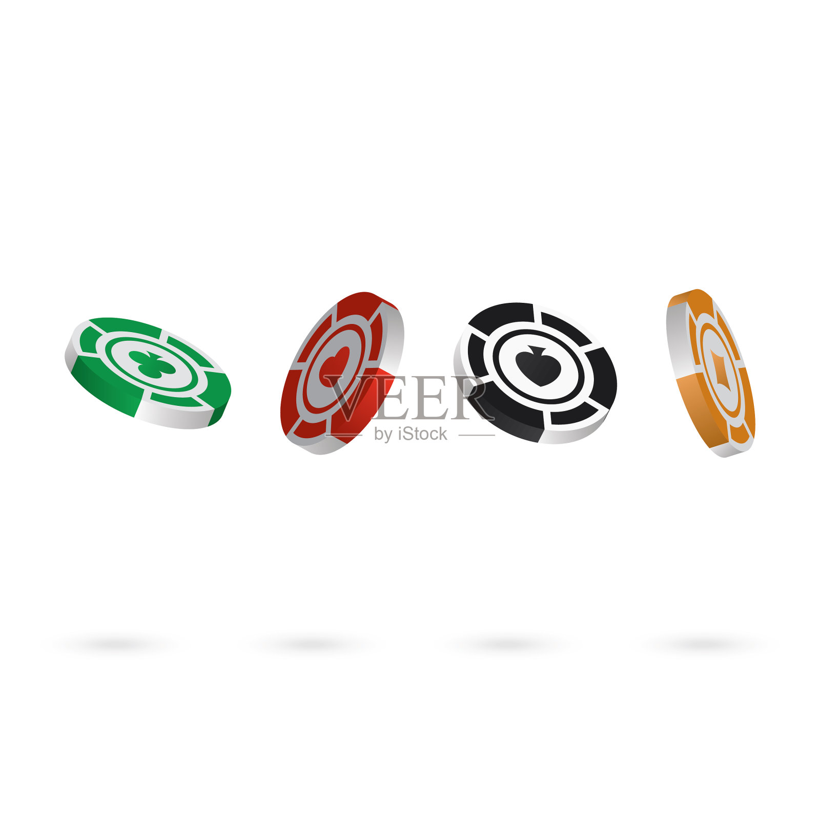 赌场芯片被隔离在白色背景下插画图片素材