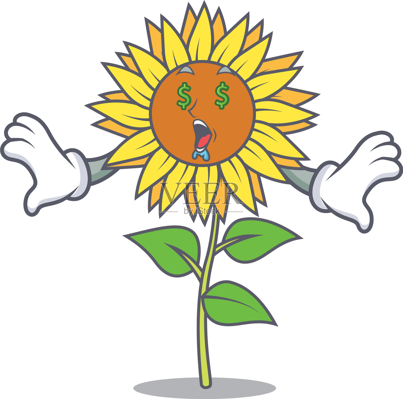 钱眼葵花吉祥物卡通风格设计元素图片