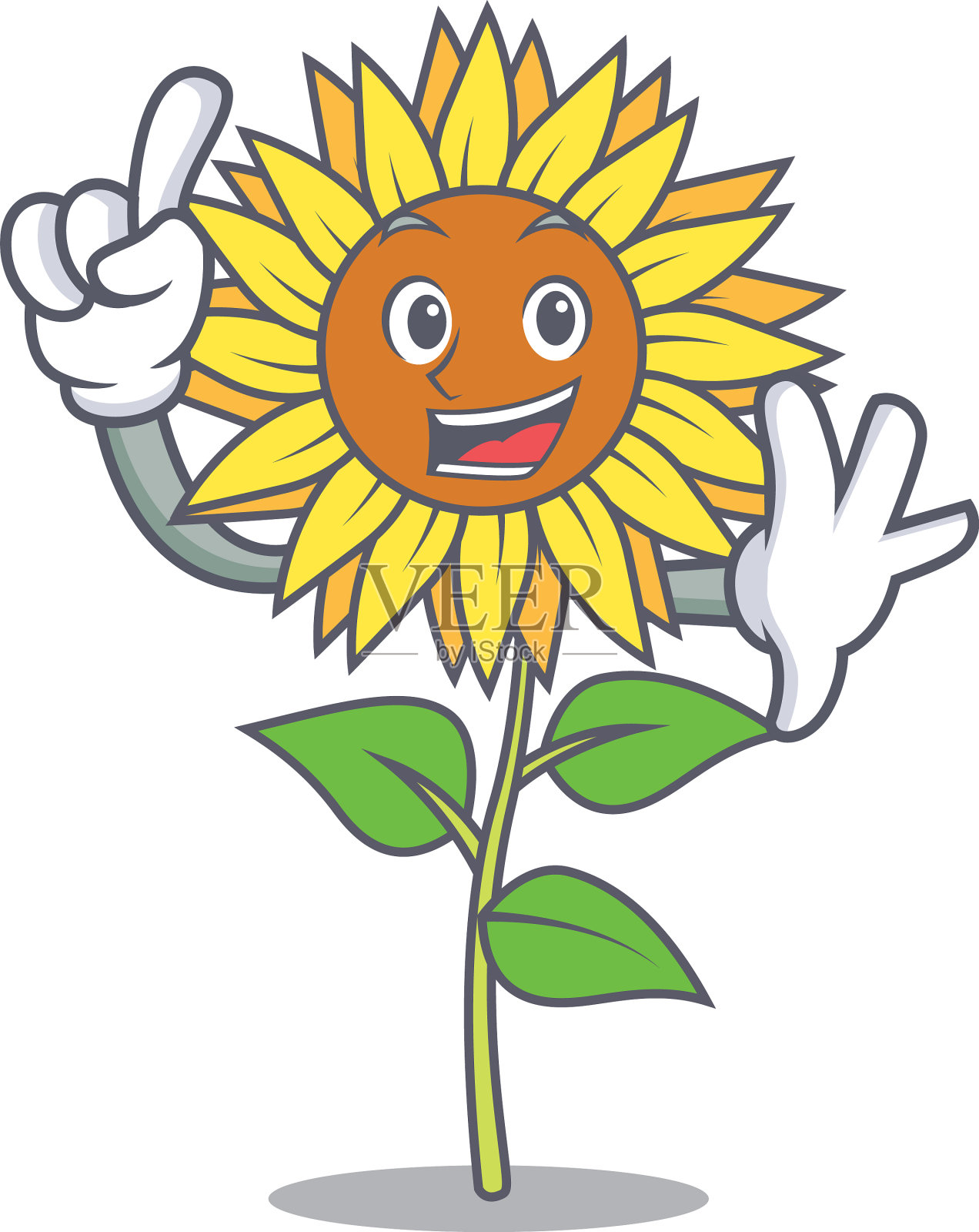 手指向日葵卡通造型的吉祥物设计元素图片