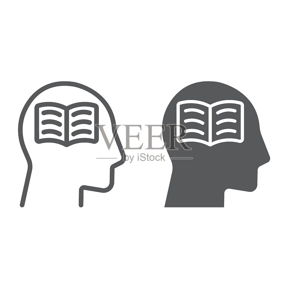 自学线和字形图标学习插画图片素材