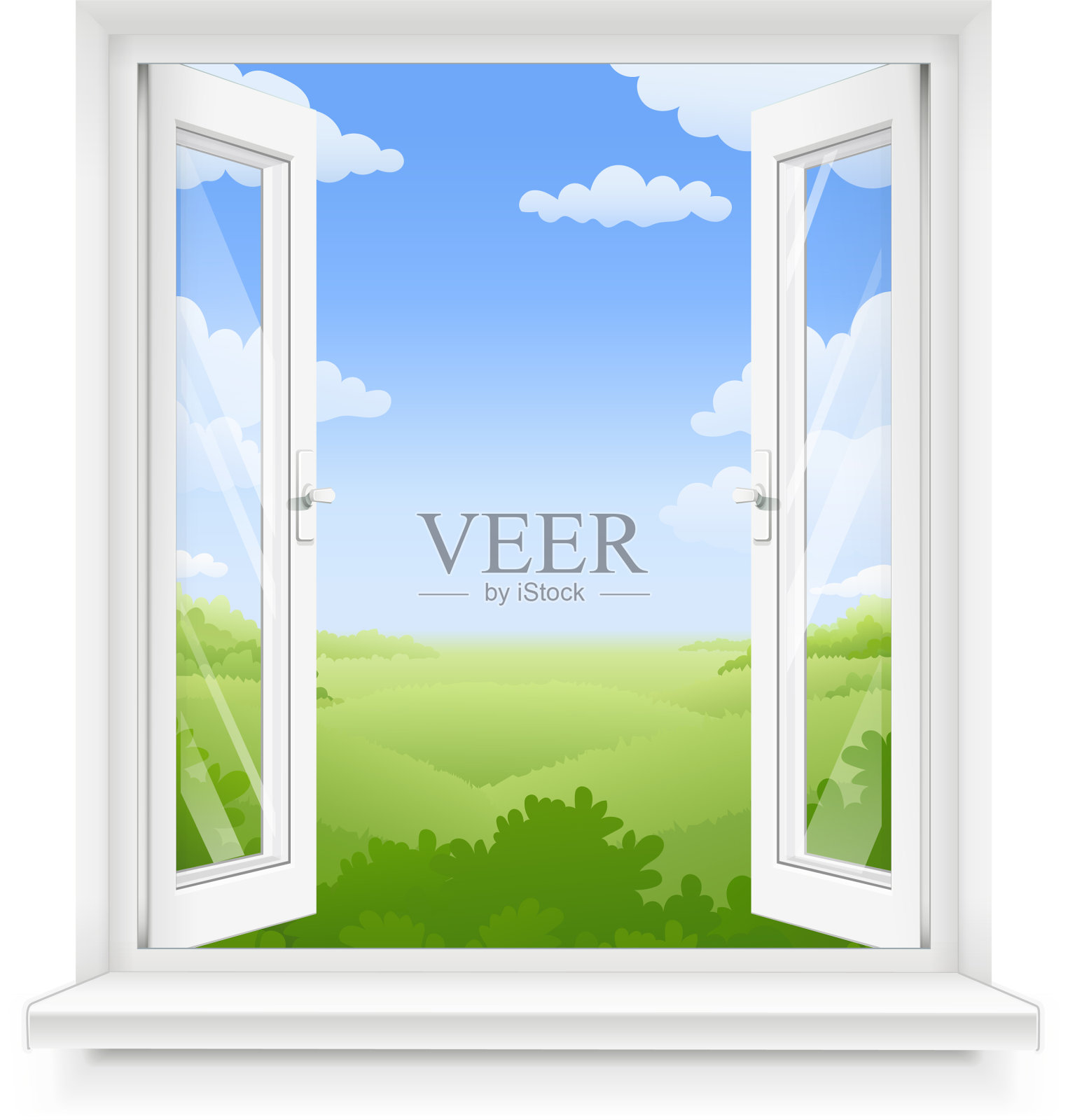 白色经典塑料窗设计元素图片