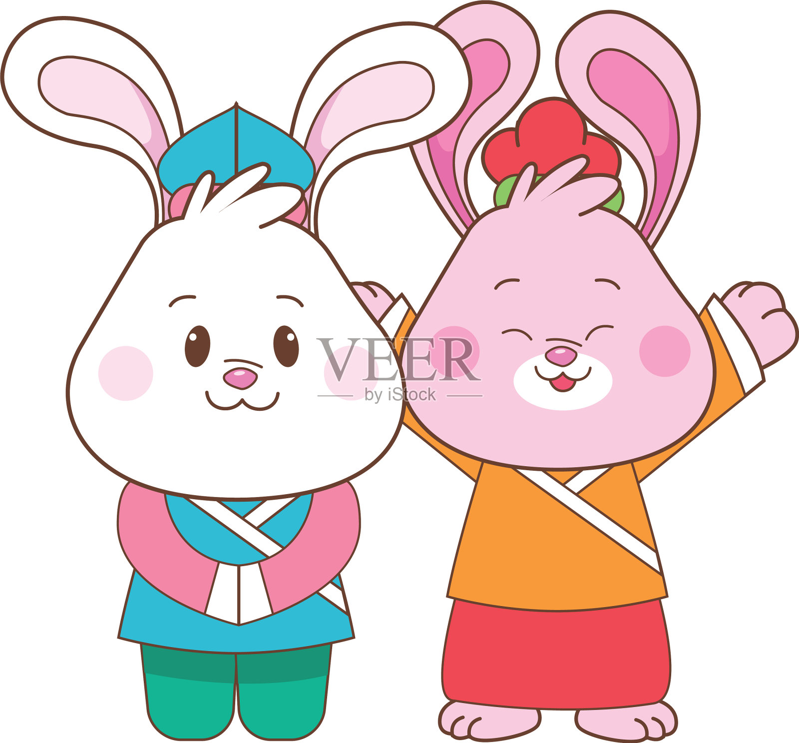 兔子在中秋节卡通插画图片素材