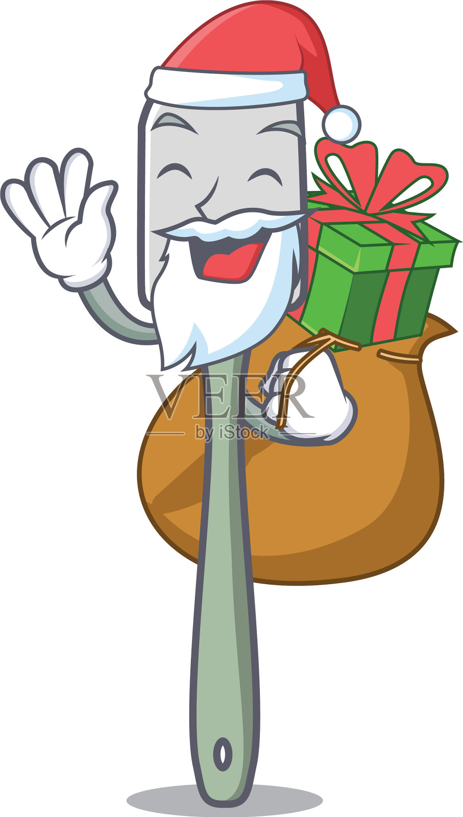 圣诞老人和礼物吉祥物硅胶刮刀搅拌设计元素图片