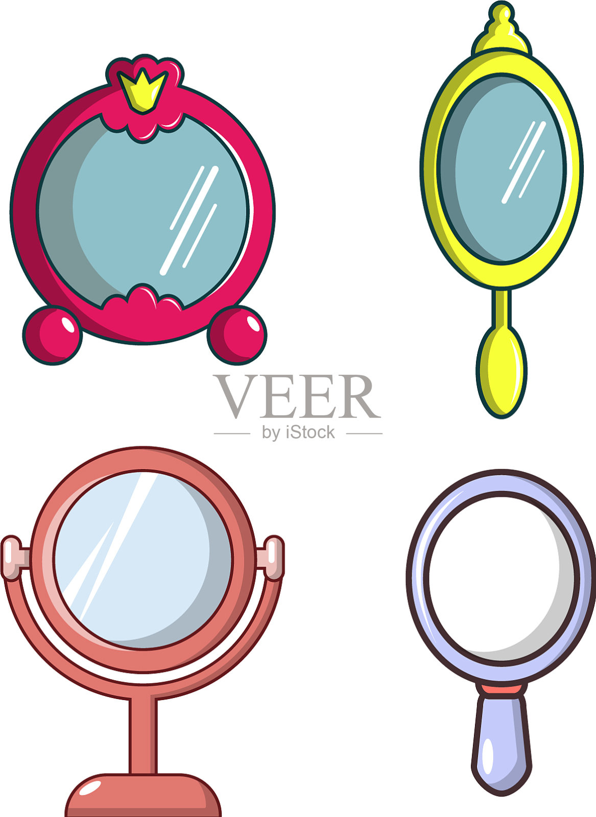 镜像图标设置卡通风格图标素材