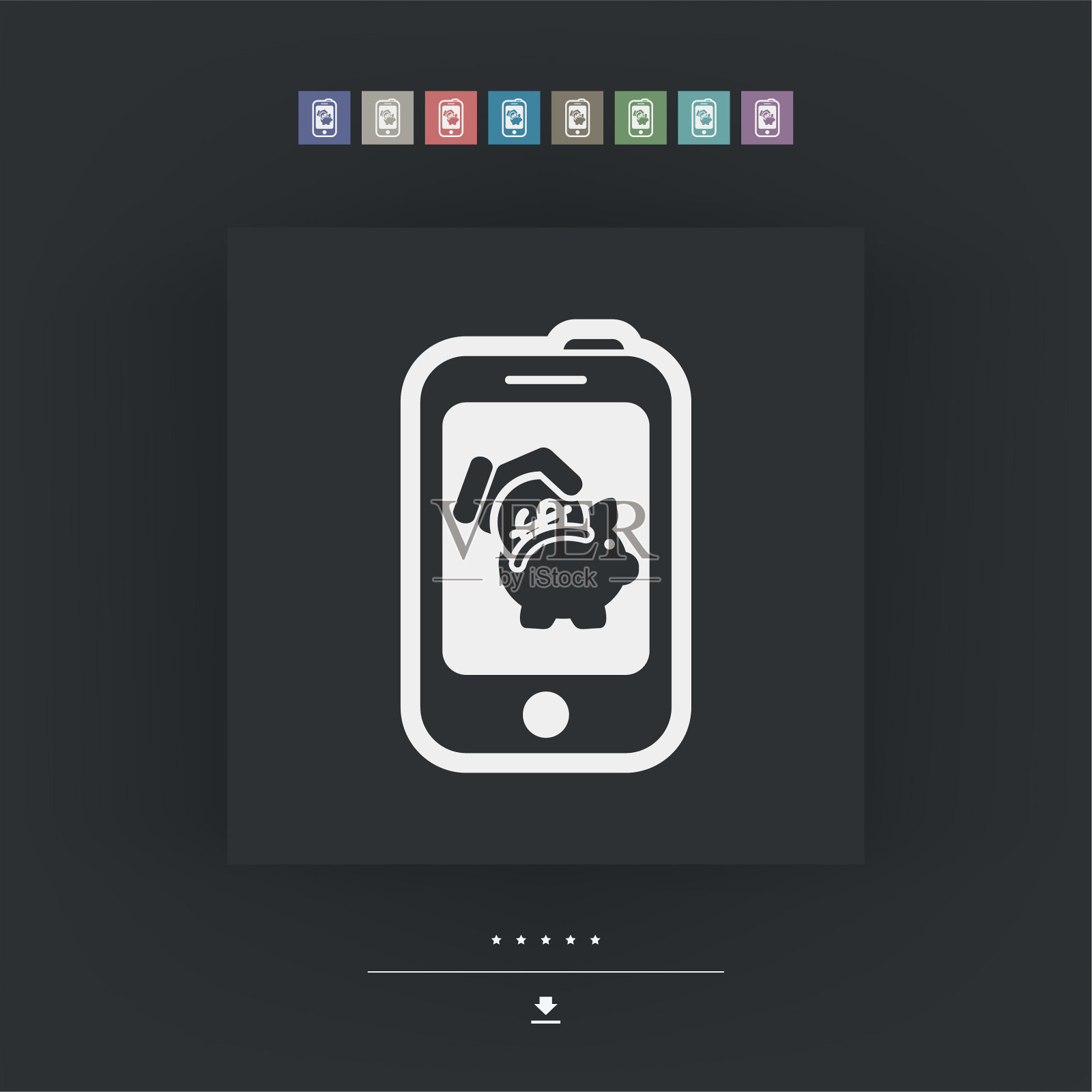 触摸设备上的金钱图标插画图片素材