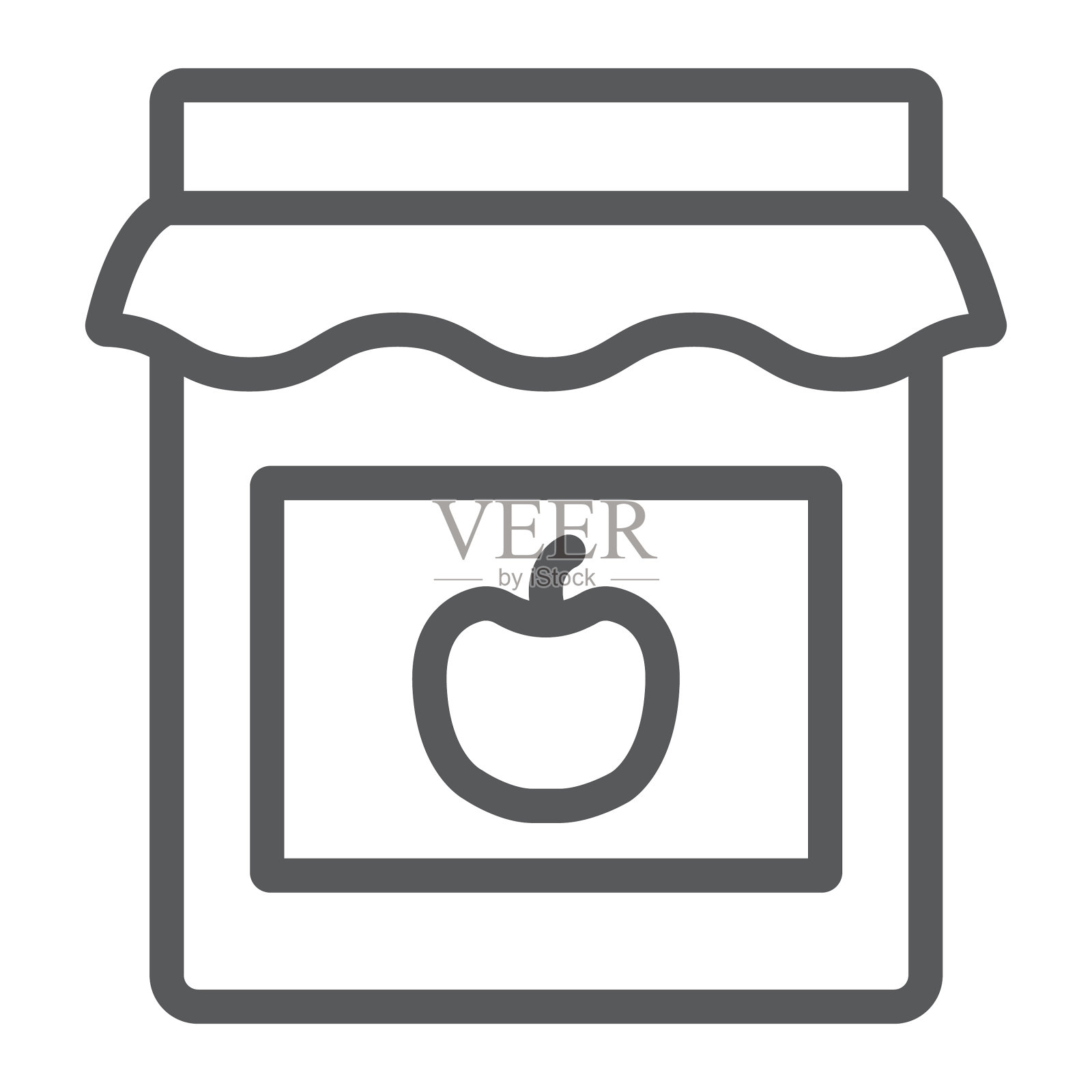 果酱线图标罐和容器玻璃标志设计元素图片