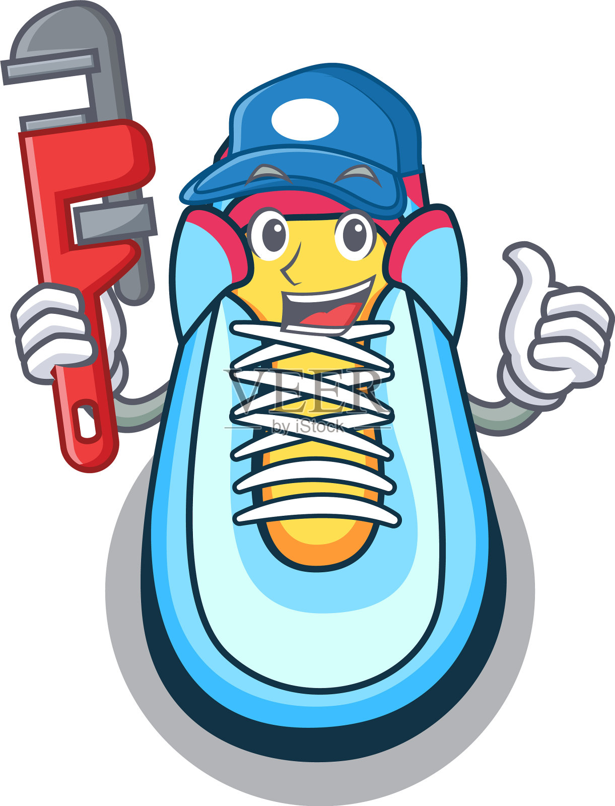 水管工运动鞋吉祥物卡通风格设计元素图片