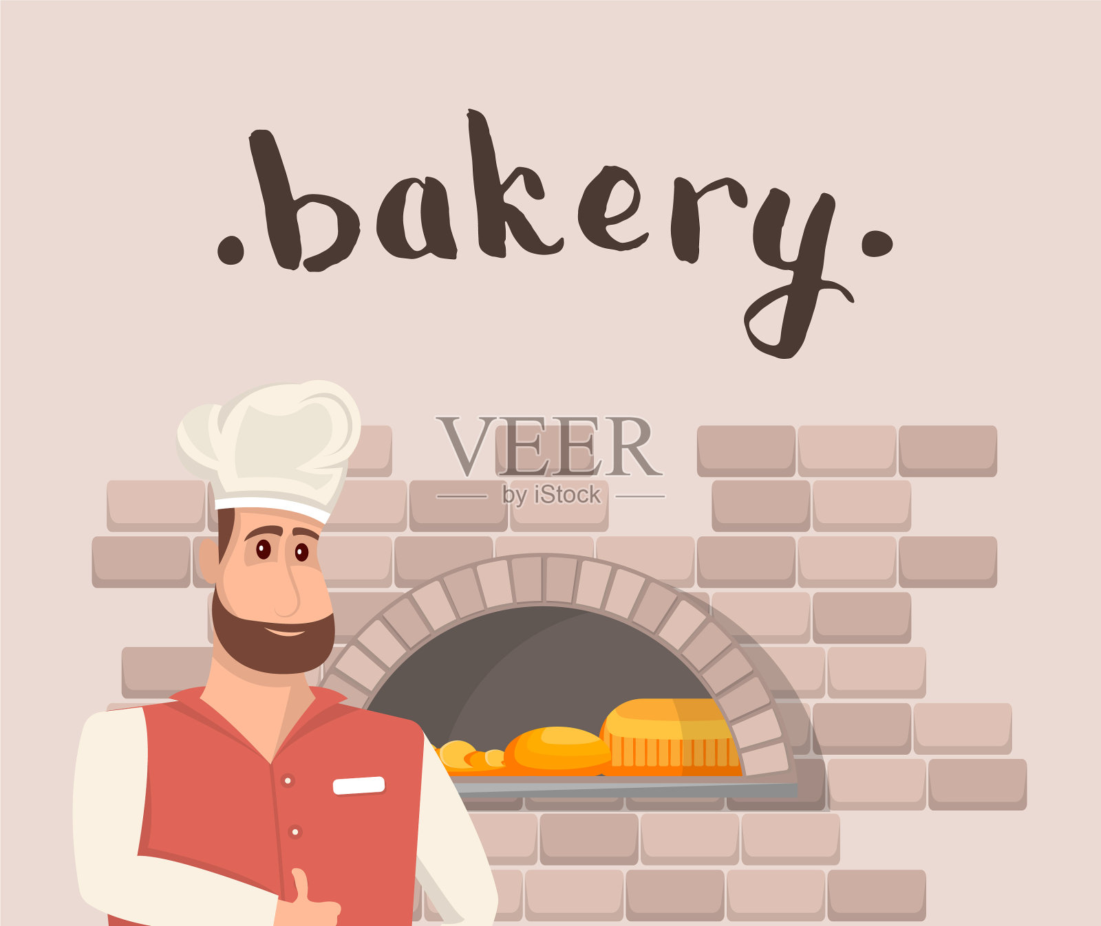 卡通风格的面包店横幅插画图片素材