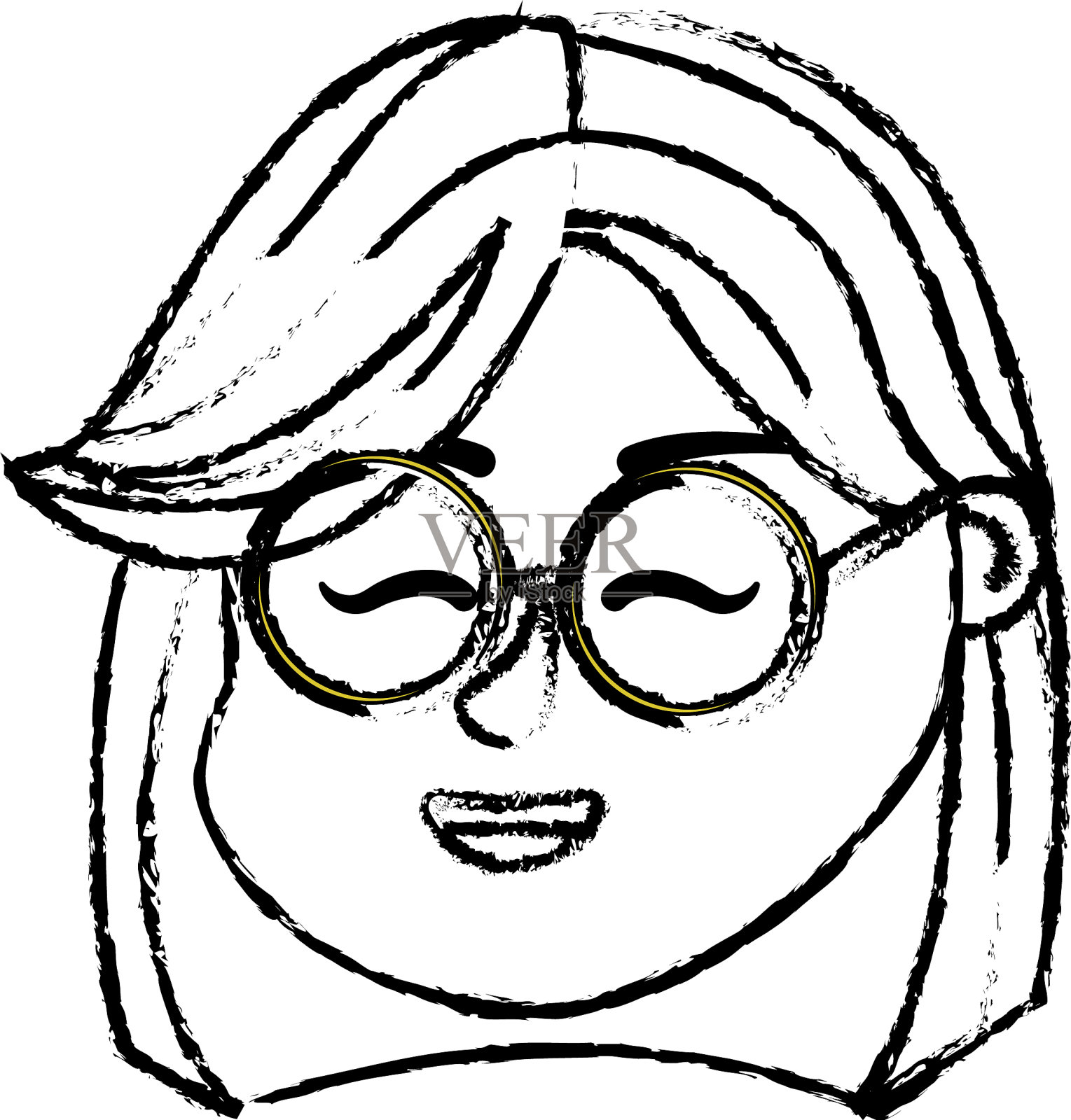 头像女人的头与发型设计插画图片素材