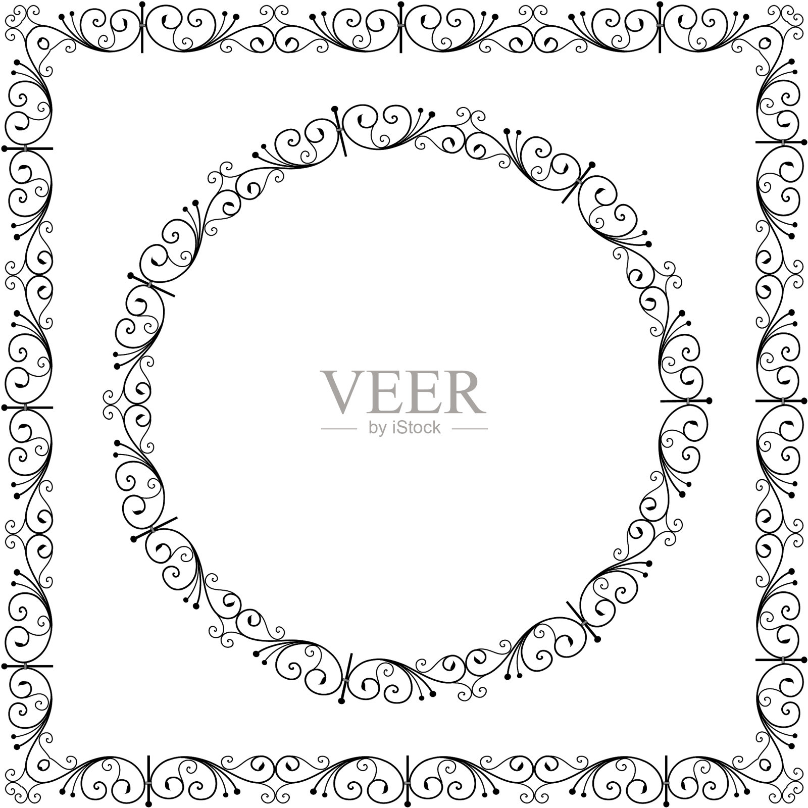 艺术锻造卷曲元素华丽的圆插画图片素材
