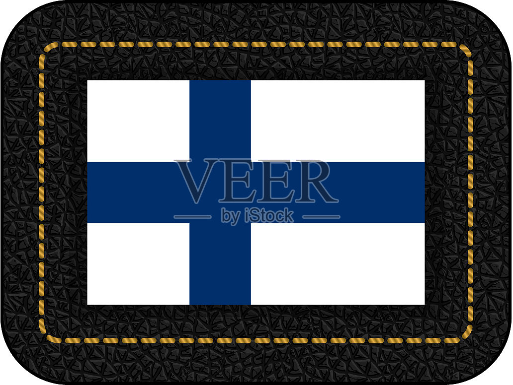 旗帜芬兰图标在黑色皮革背景插画图片素材