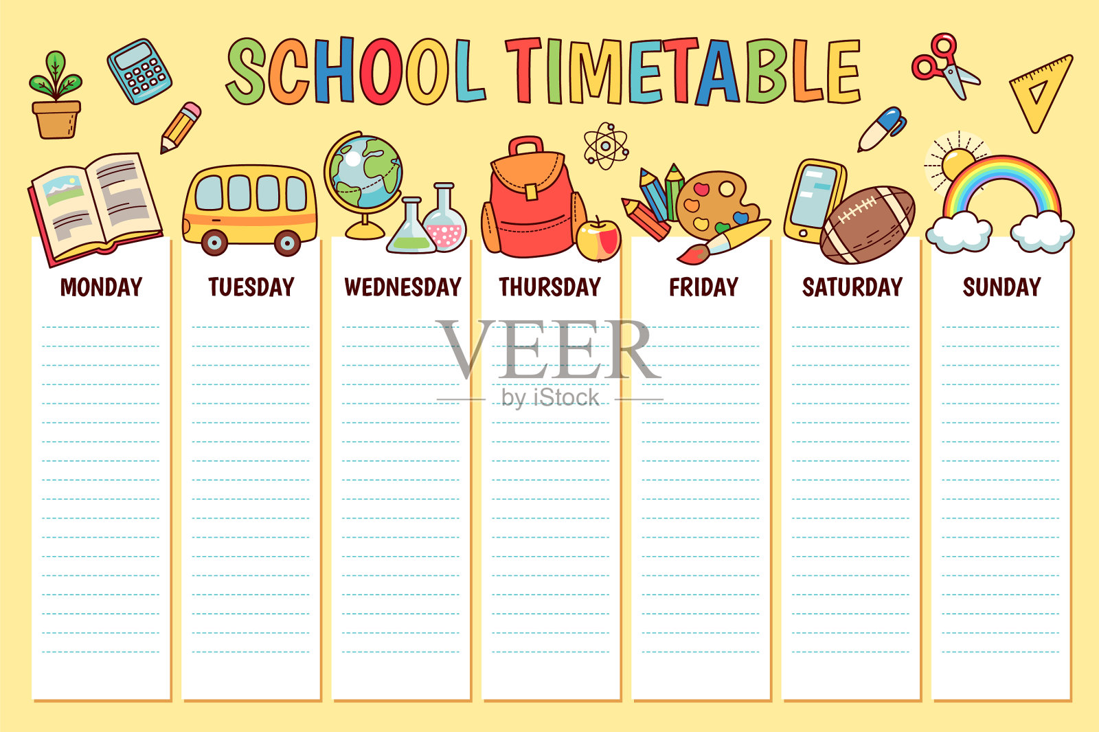 学校作息时间表插画图片素材