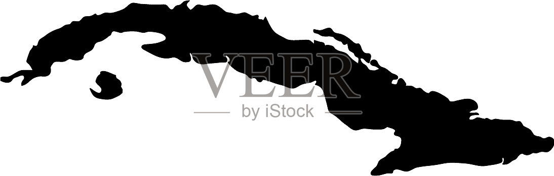 黑色剪影的国家边界地图上的古巴插画图片素材
