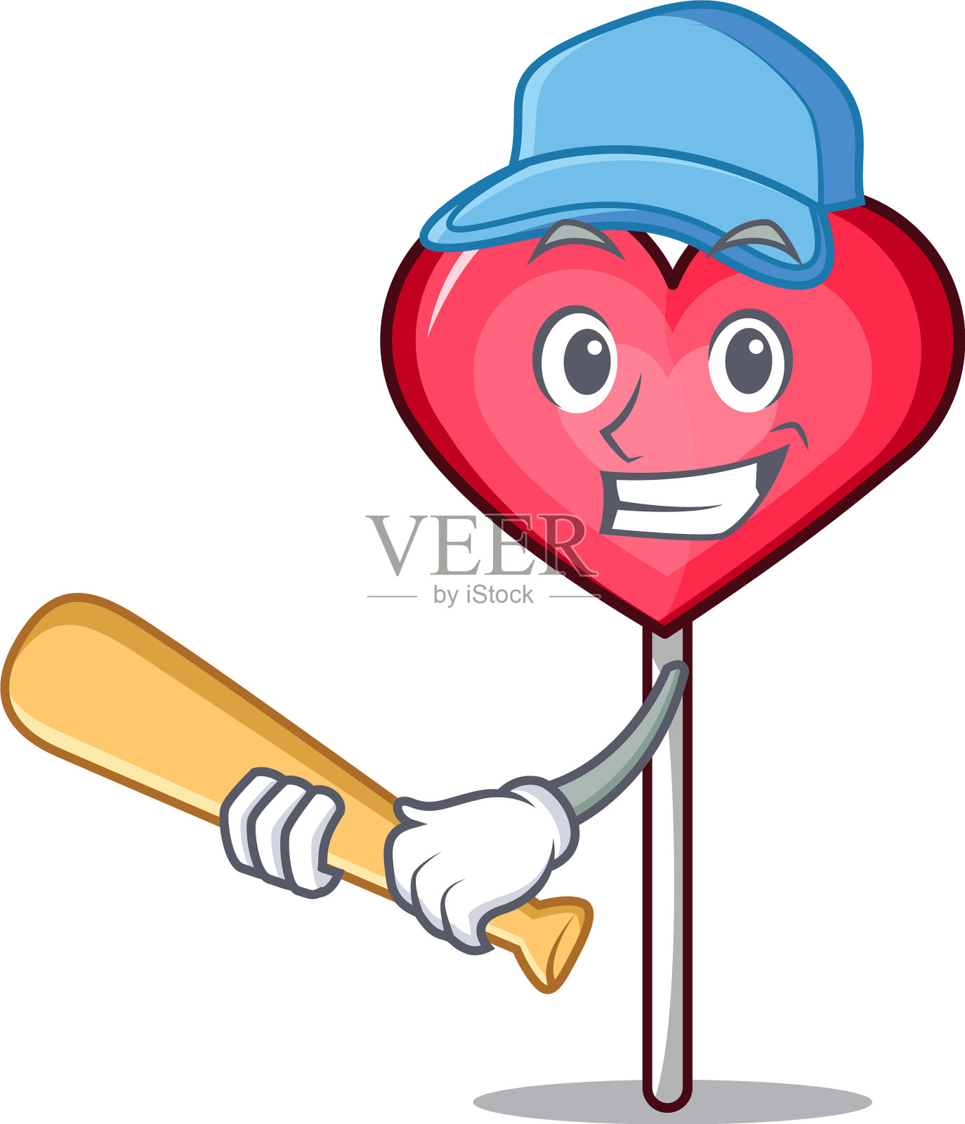 打棒球心棒棒糖的卡通人物设计元素图片