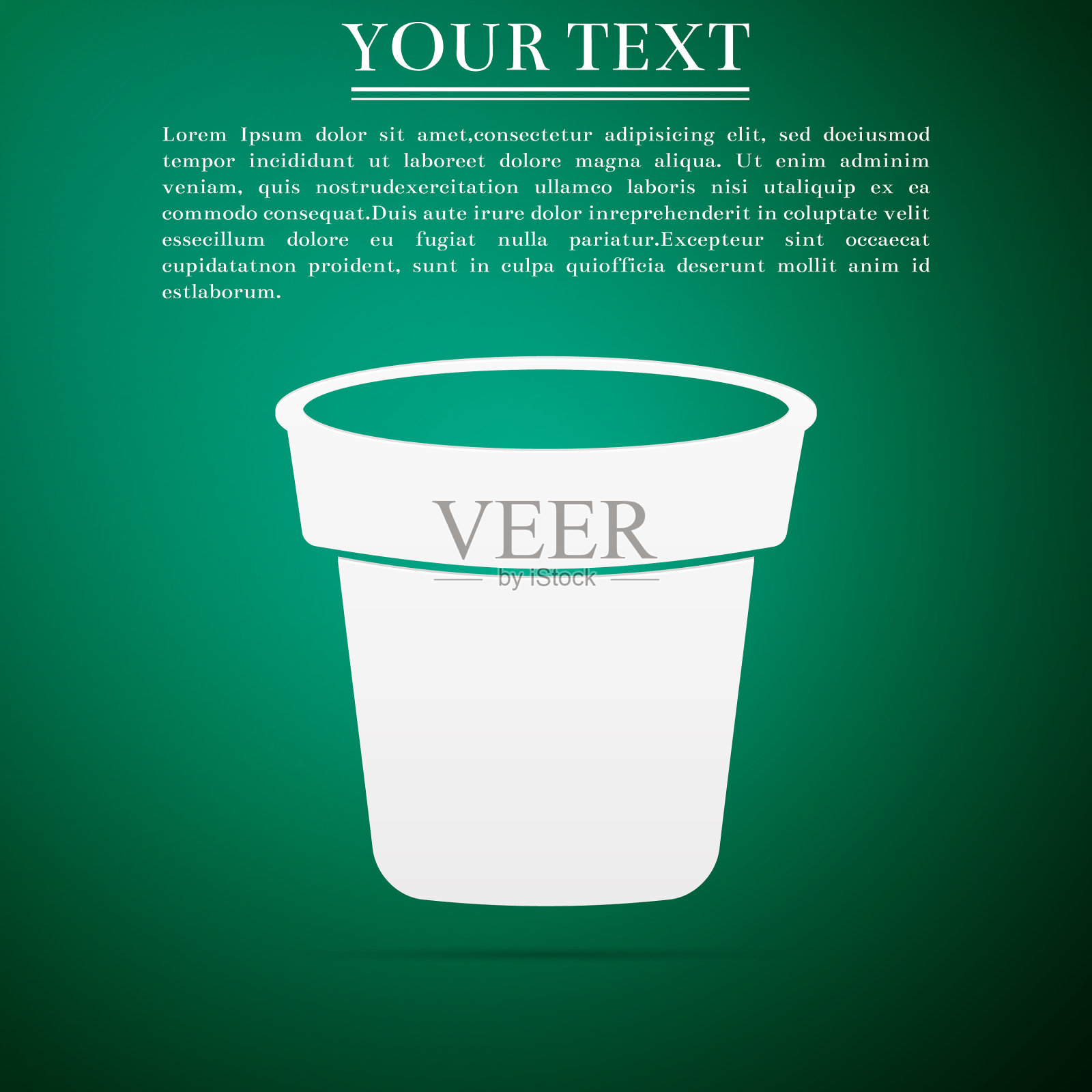 花盆图标孤立在绿色背景上插画图片素材