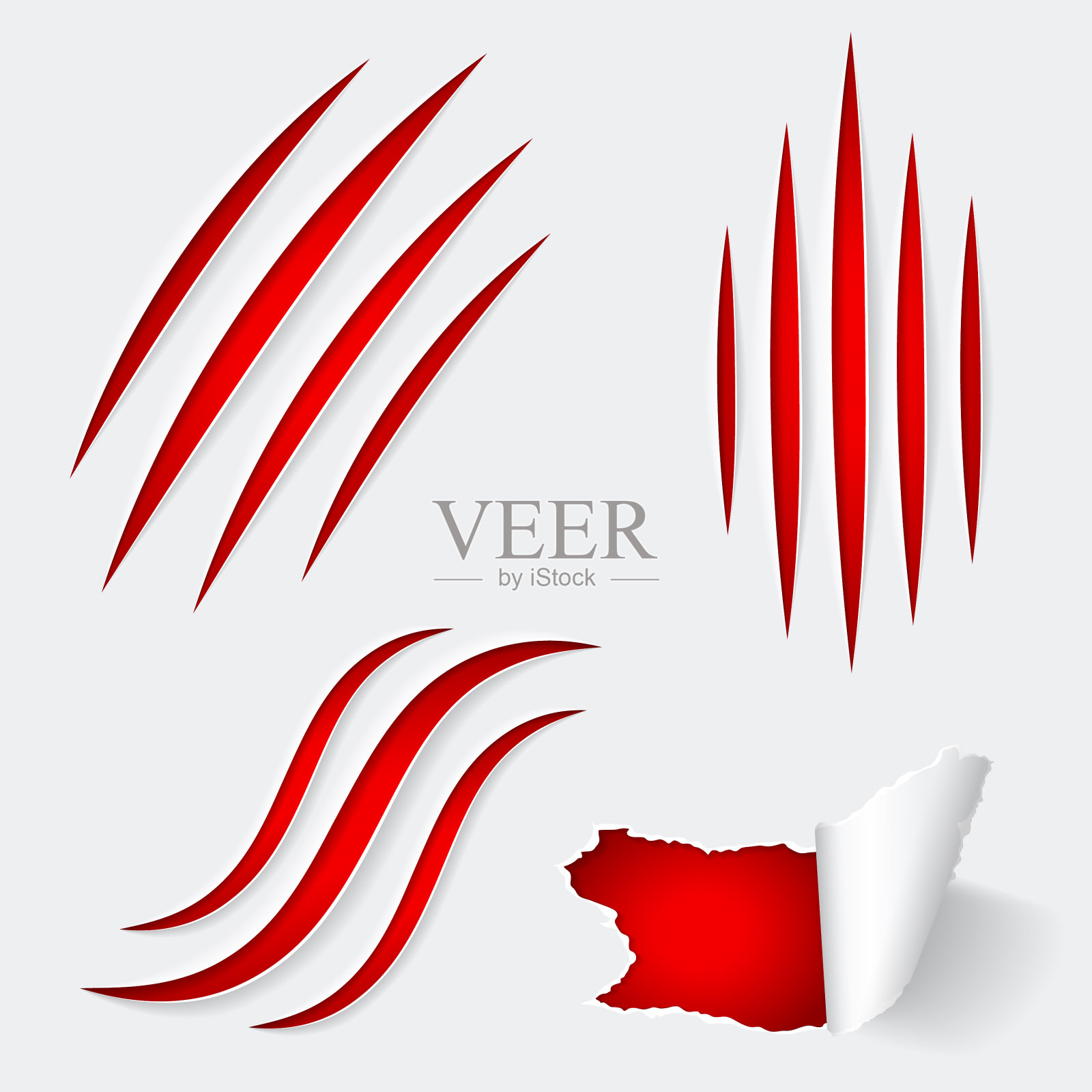 现实的撕纸和抓爪插画图片素材