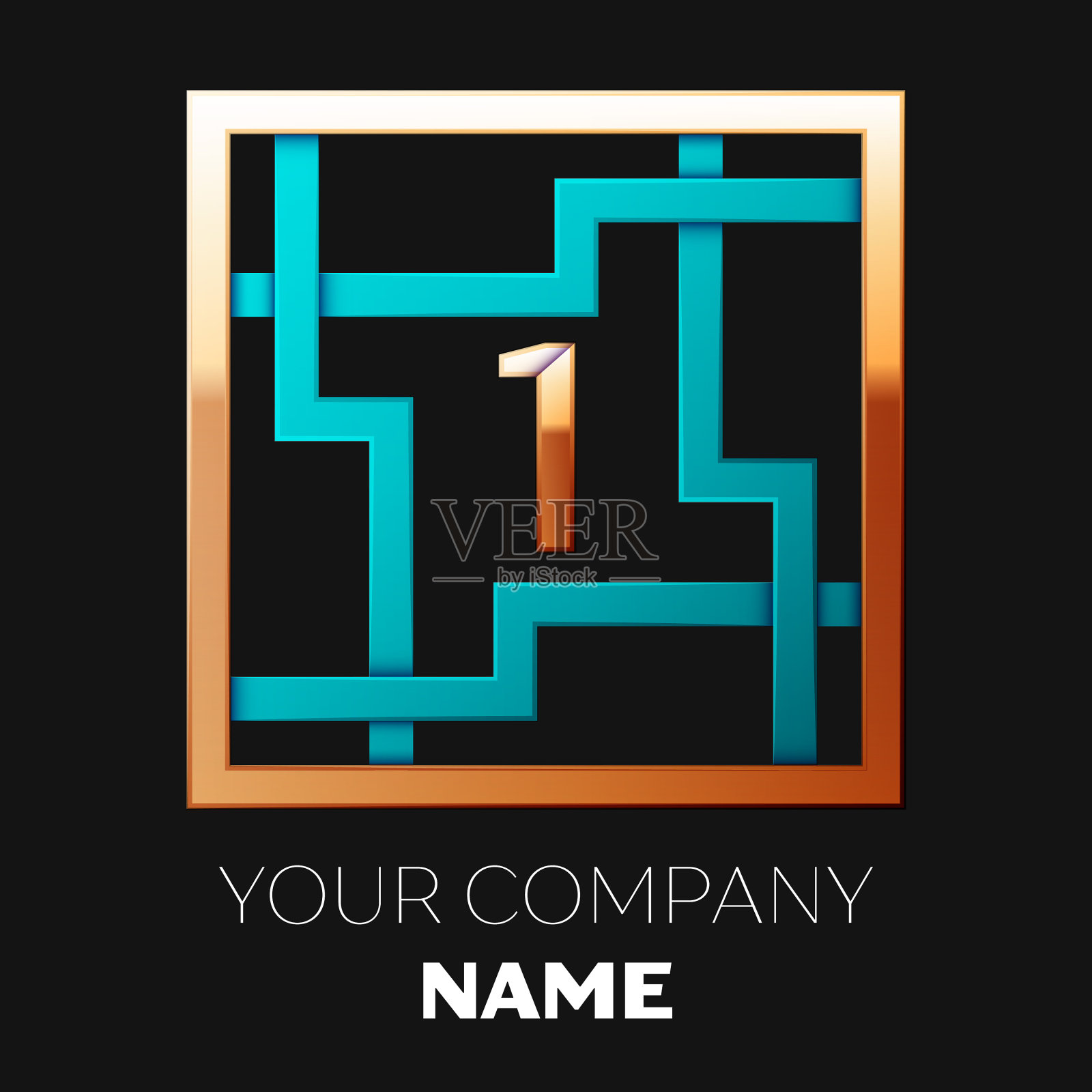 黄金一号标志在方块迷宫中的象征插画图片素材