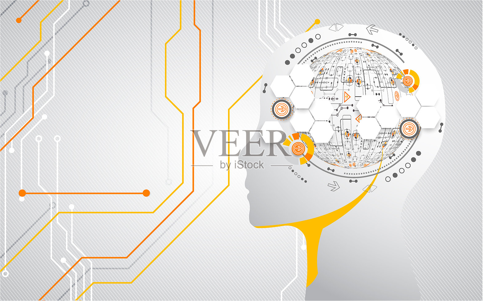 创意脑概念背景人工插画图片素材