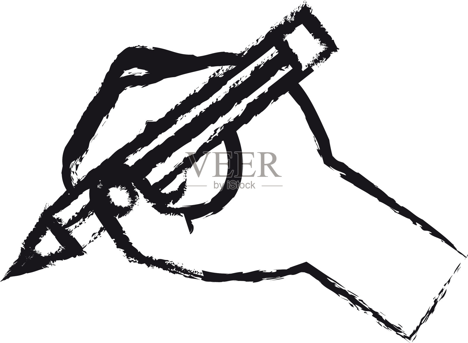 手里拿着一个铅笔图标插画图片素材