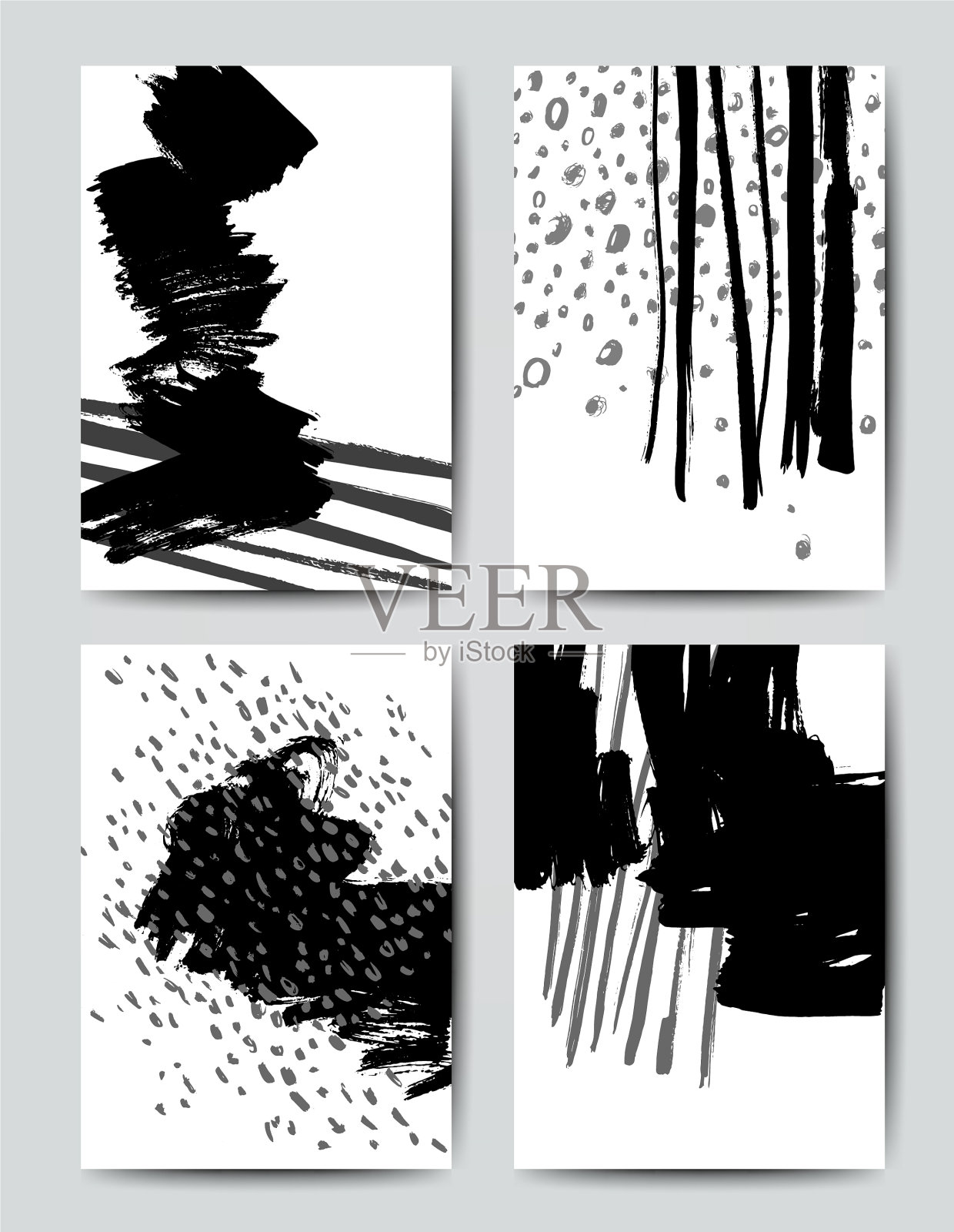 现代毛笔明信片模板插画图片素材