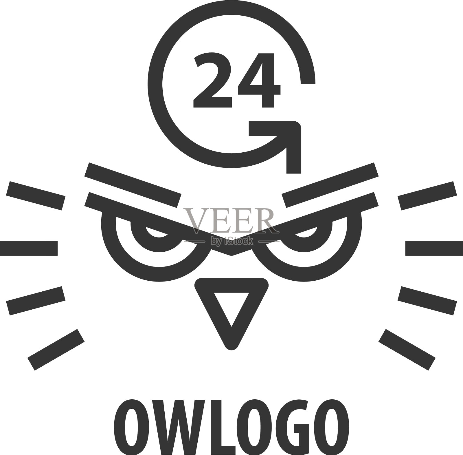 猫头鹰头的标志模板插画图片素材