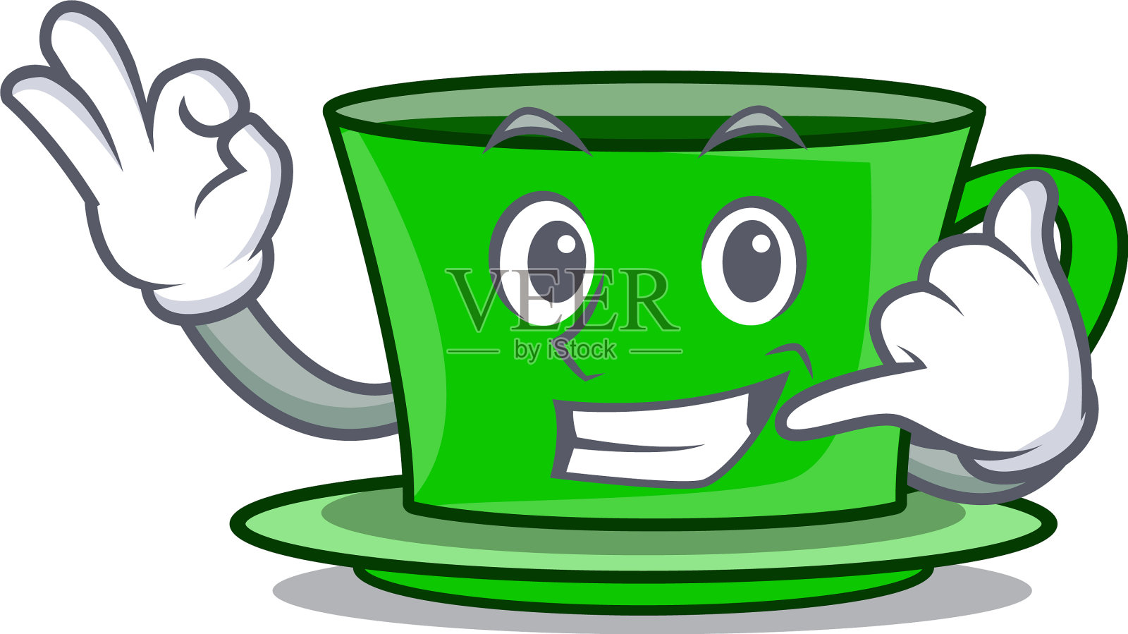 叫我绿茶吉祥物卡通设计元素图片