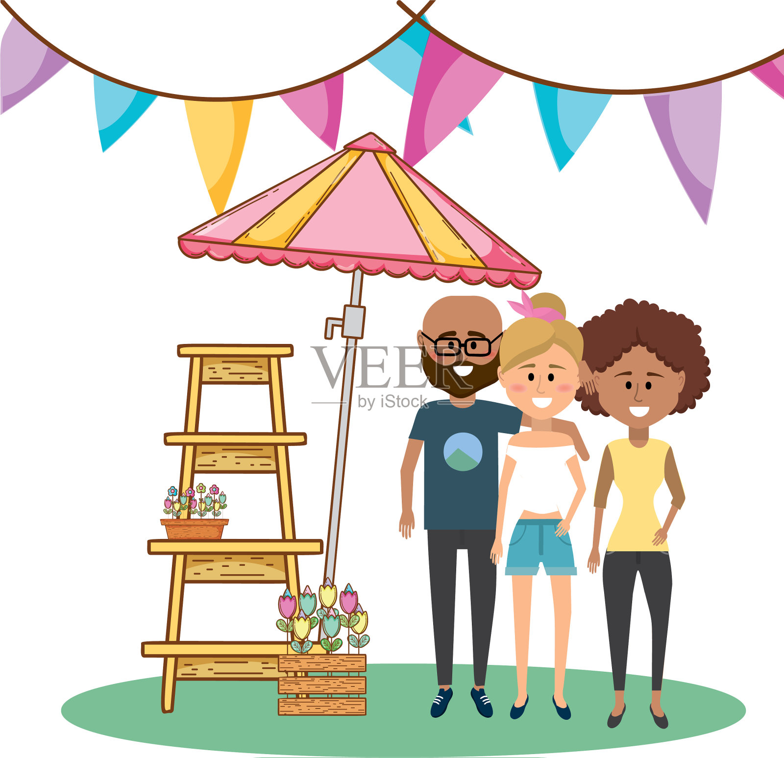 人们在大自然的春天设计元素图片