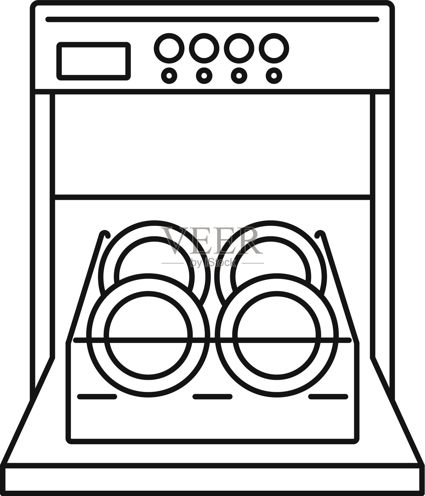 打开洗碗机图标轮廓样式设计元素图片