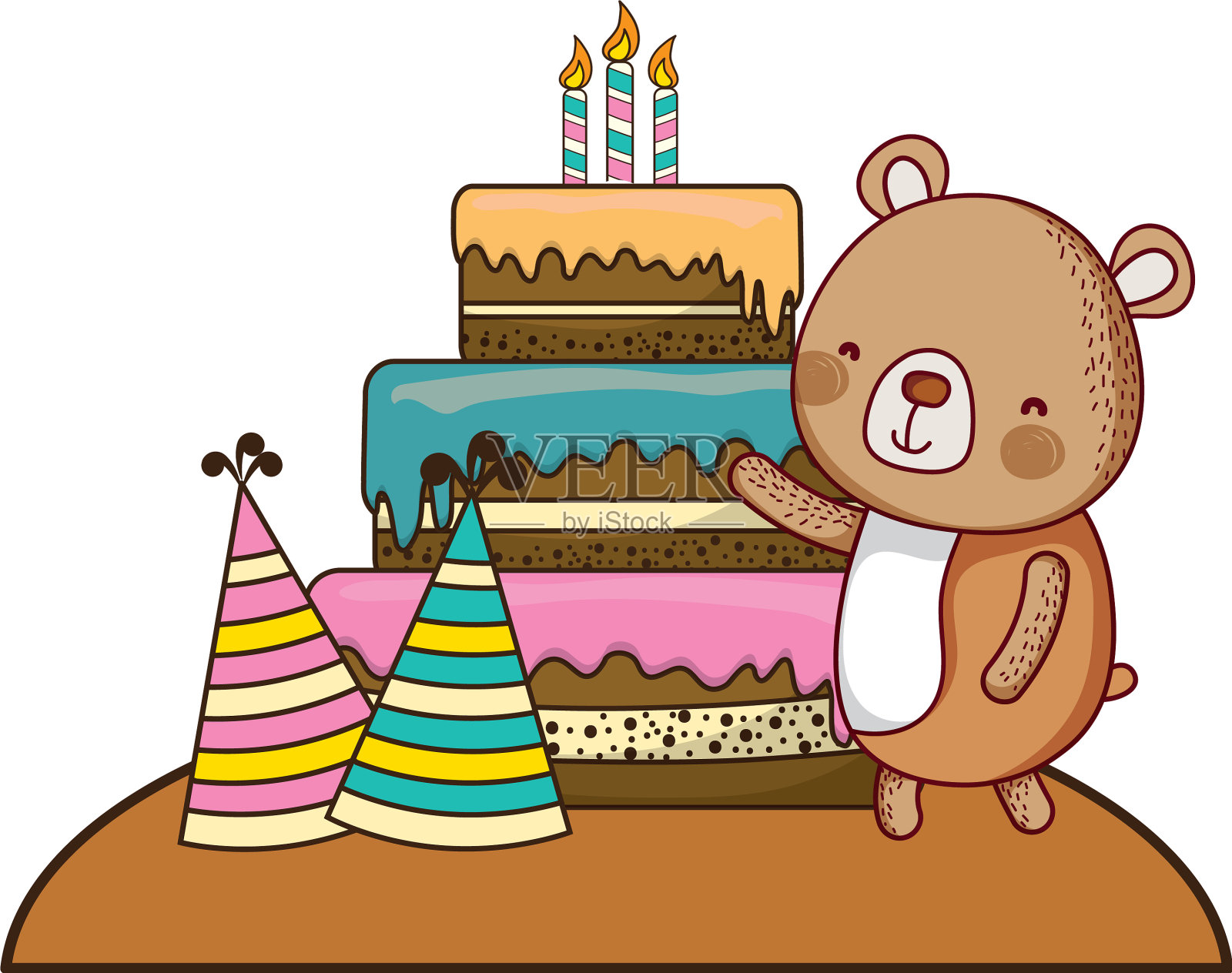 生日快乐可爱的小动物设计元素图片