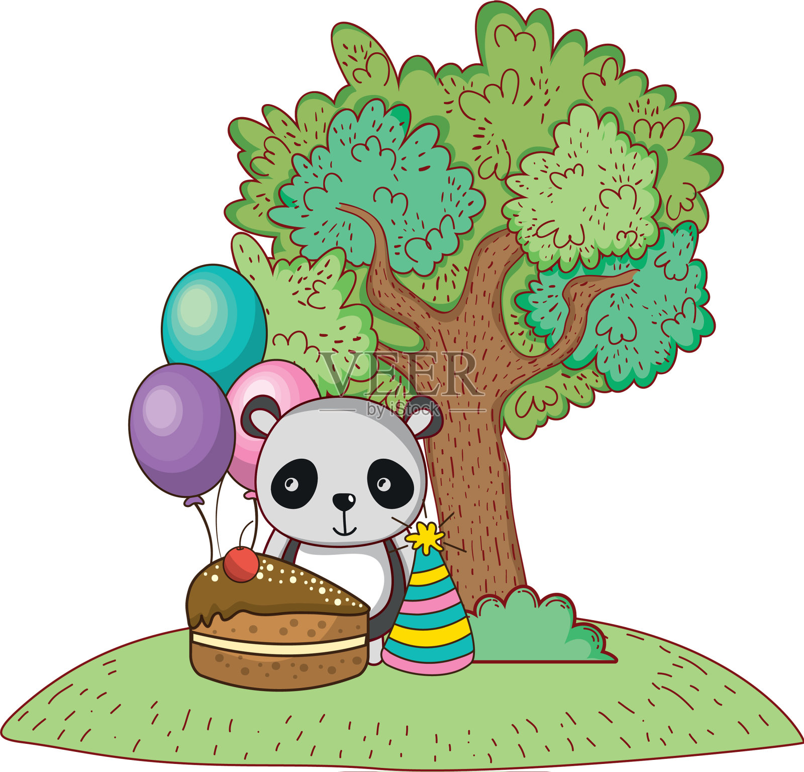 生日快乐可爱的小动物设计元素图片