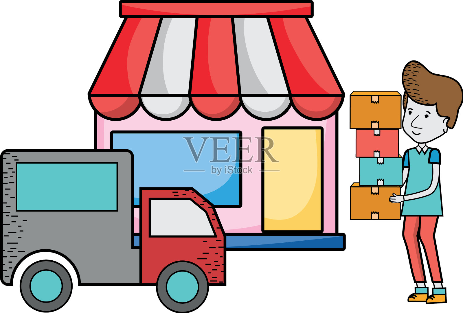 送货服务卡通设计元素图片