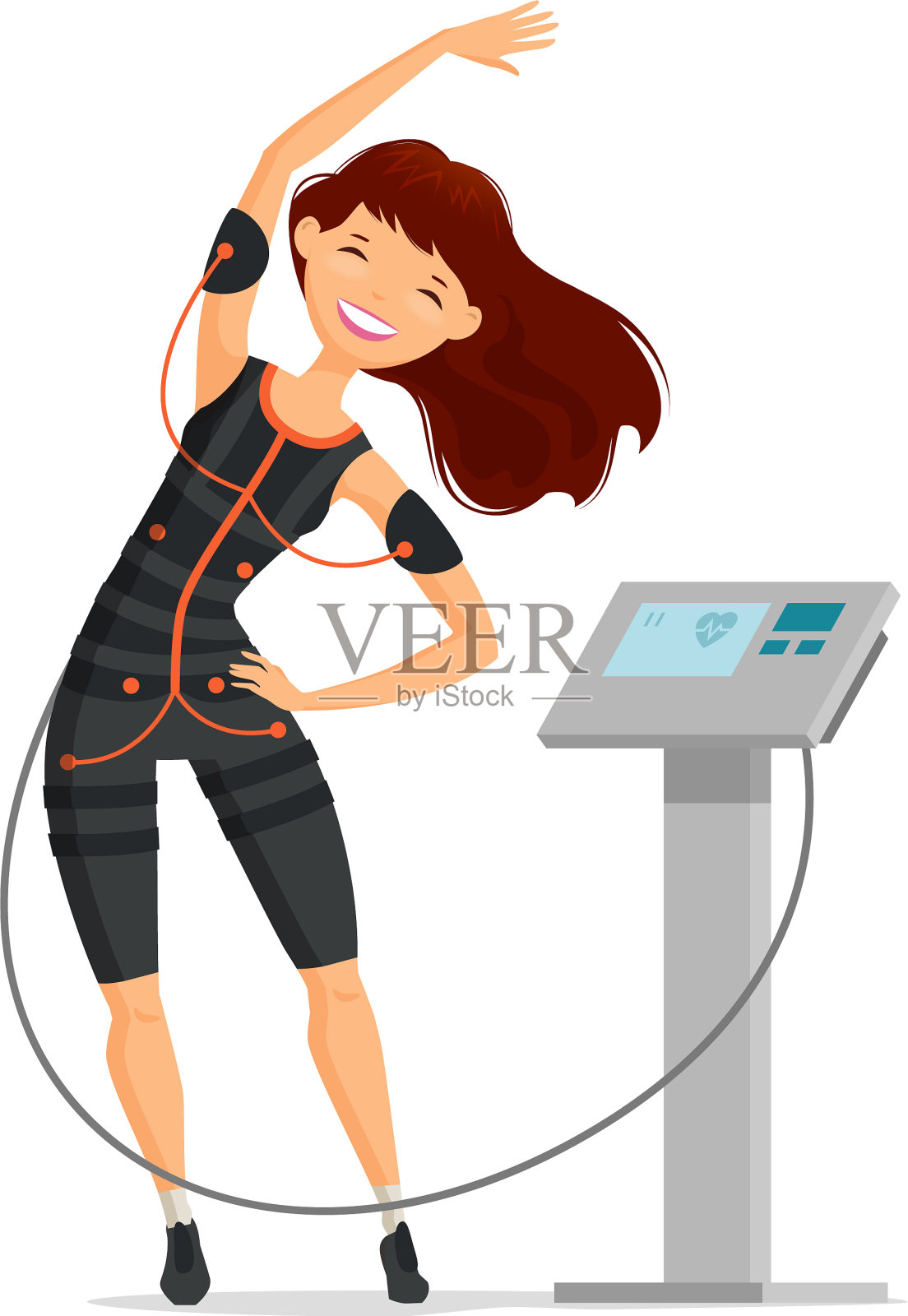 Ems训练女孩做健身运动设计元素图片