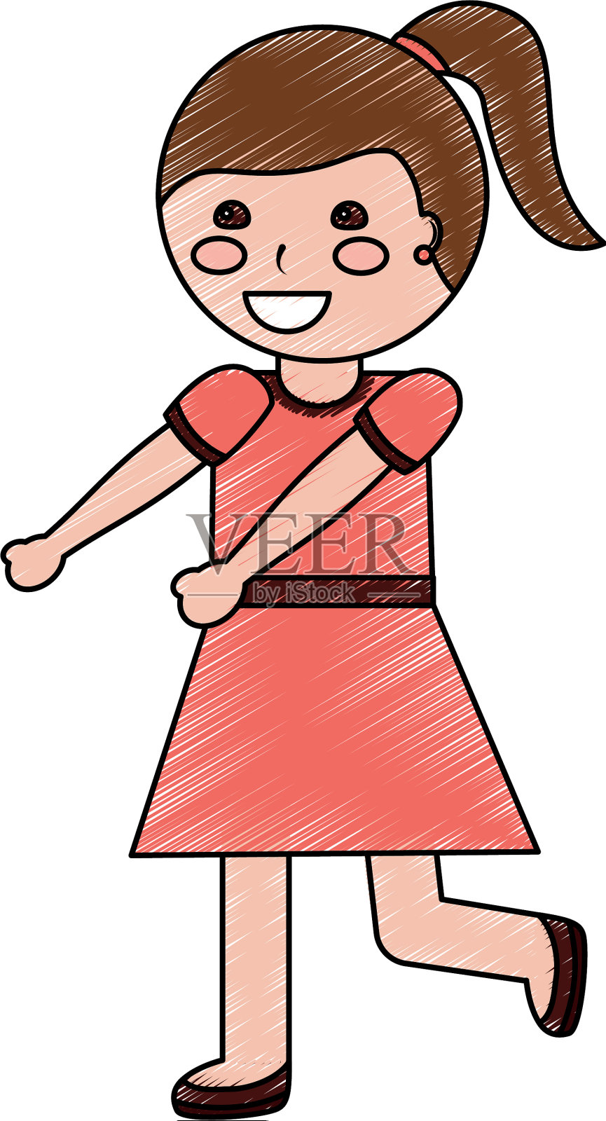 快乐女孩与马尾辫儿童图标形象设计元素图片