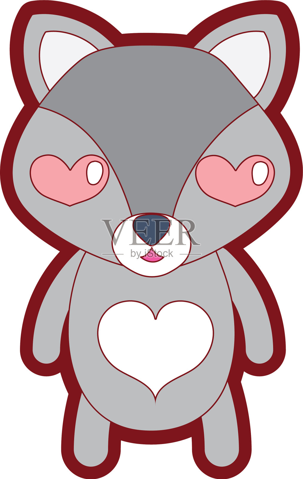 线条色彩倾心于狐狸可爱的野生动物设计元素图片