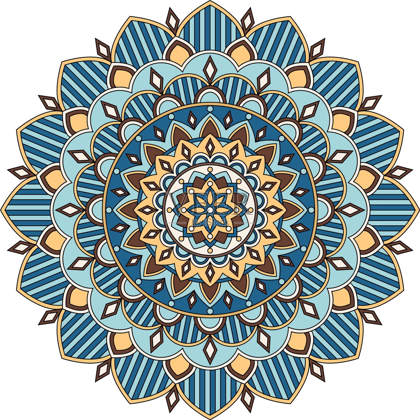 颜色花曼荼罗设计元素图片