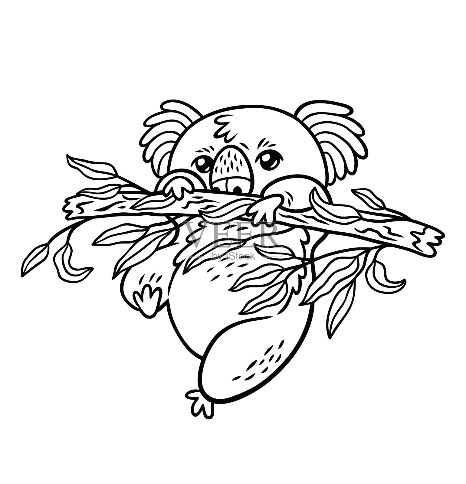 手绘考拉卡通风格的动物设计元素图片