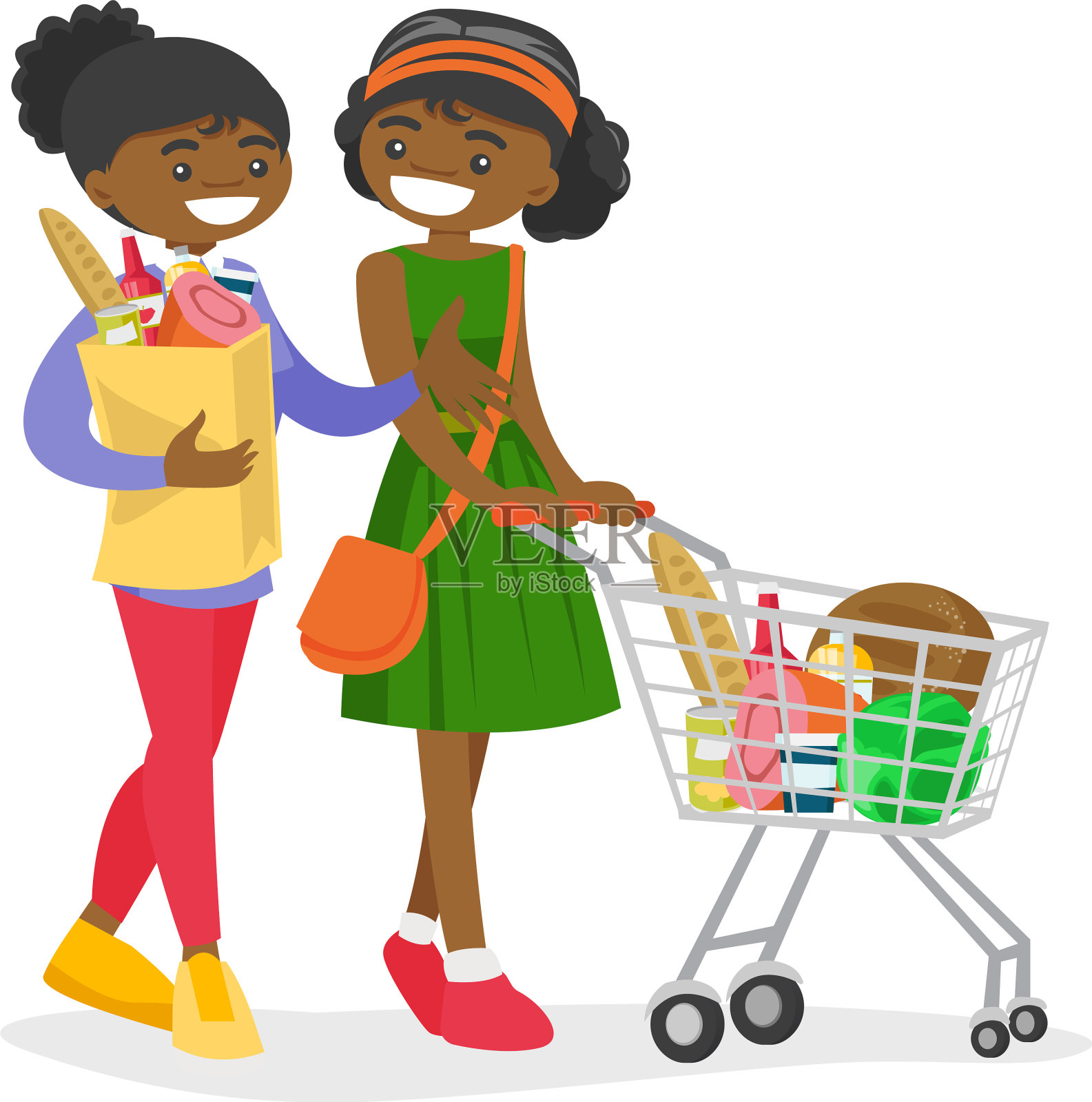 非洲妇女在杂货店购物设计元素图片